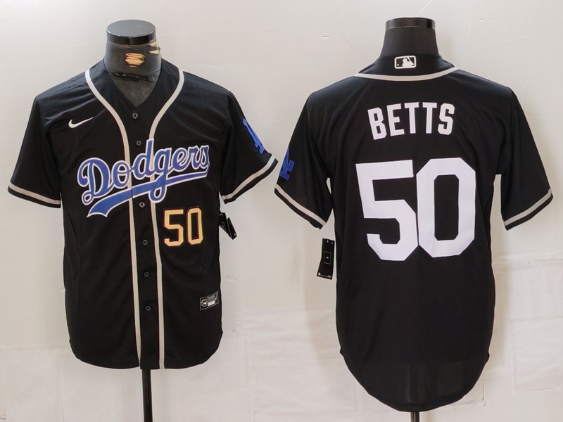 Men Los Angeles Dodgers 50 Betts Black Fashion Nike 2024 MLB Jersey style 7151